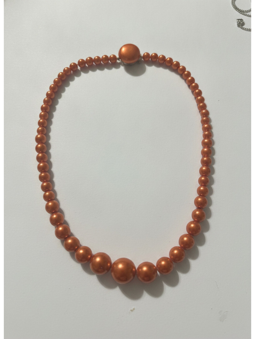 Vintage Orange Beaded Necklace with Metal Clasp